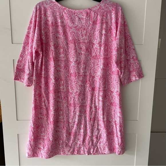 Lauren James pink feather print shift dress barbiecore 30019 - Picture 3 of 7